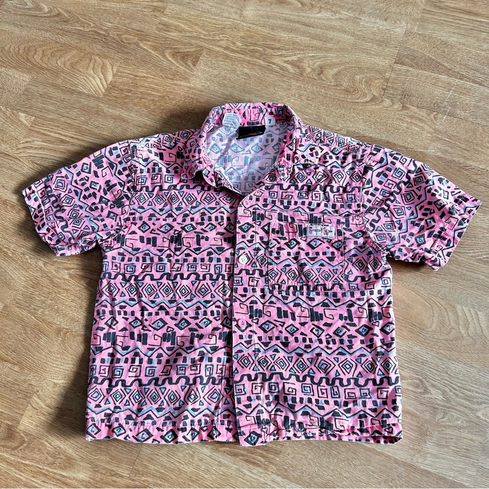 Gotcha girls Pink and black geometric patterned button-up shirt - Picture 2 of 6